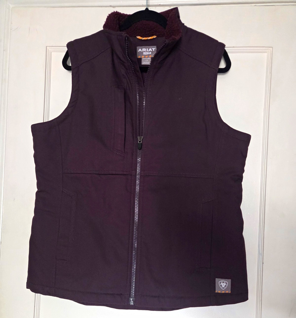 Ariat Rebar Women’s L Purple Zip Vest Insulated Water Resistant Pockets Weatern